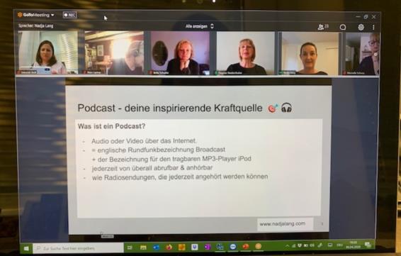 Online-Meeting zu Podcasts